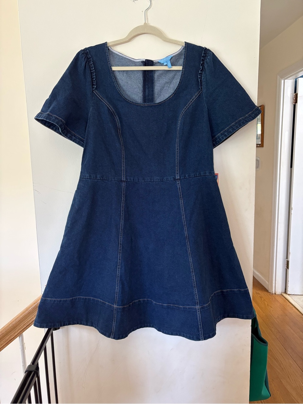 Draper James Blue Denim Scoop-Neck Dress